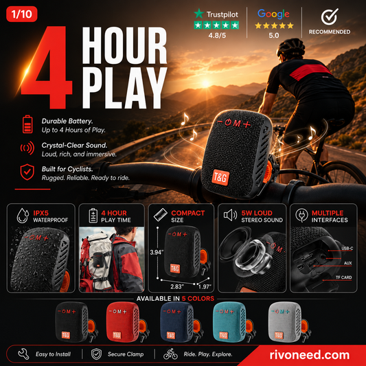 🔊 50% OFF – Altifalante Bluetooth à prova de água para bicicleta | Som potente, suporte universal, resistente a respingos