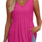 💜✨ ÚLTIMO DIA -50%! Top feminino sem mangas, com decote em V e bainha bufante – Estampado, tecido leve de poliéster, 6 padrões, tamanhos S-2XL, perfeito para festas no jardim e para o dia a dia 🌿