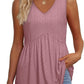 💜✨ ÚLTIMO DIA -50%! Top feminino sem mangas, com decote em V e bainha bufante – Estampado, tecido leve de poliéster, 6 padrões, tamanhos S-2XL, perfeito para festas no jardim e para o dia a dia 🌿
