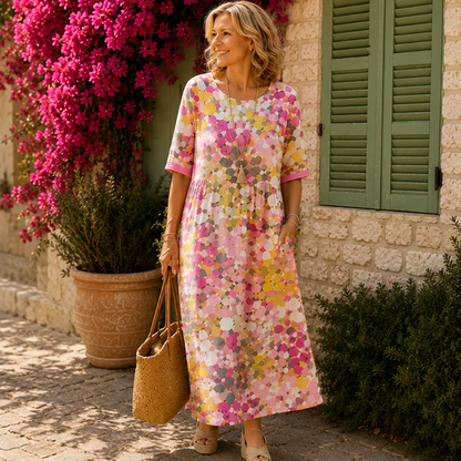 💥✨Oferta especial por tempo limitado: 50 % de desconto -👗Vestido largo com padrão floral para mulher