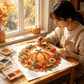 🍂 Guirlanda de outono com abóbora e padrão de diamantes para pendurar – Kit completo «faça você mesmo»