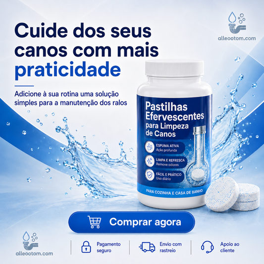 Pastilhas efervescentes para eliminar odores nos canos de esgoto