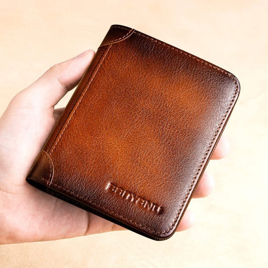 💼 OFERTA POR TEMPO LIMITADO: 50% DE DESCONTO! 🛡️ Carteira em pele genuína com proteção RFID – Impermeável, fina, de grande capacidade