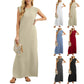 ⏳49% de desconto! Vestido de verão para senhora – tecido misto de algodão, não precisa de ser passado a ferro, fenda lateral – corte largo, ideal para férias e para o dia a dia