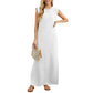 ⏳49% de desconto! Vestido de verão para senhora – tecido misto de algodão, não precisa de ser passado a ferro, fenda lateral – corte largo, ideal para férias e para o dia a dia