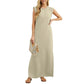⏳49% de desconto! Vestido de verão para senhora – tecido misto de algodão, não precisa de ser passado a ferro, fenda lateral – corte largo, ideal para férias e para o dia a dia