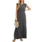 ⏳49% de desconto! Vestido de verão para senhora – tecido misto de algodão, não precisa de ser passado a ferro, fenda lateral – corte largo, ideal para férias e para o dia a dia