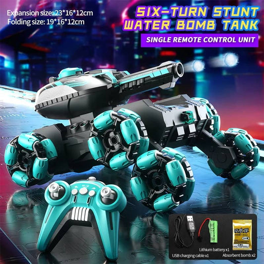 💥Zdalnie sterowany czołg z sześcioma kołami – przekształcalny do walki