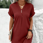 🔥👚Damska sukienka z krótkim rękawem V-Neck w jednolitym kolorze