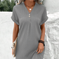 🔥👚Damska sukienka z krótkim rękawem V-Neck w jednolitym kolorze