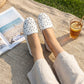 Mocassins rasos femininos com padrão floral, recortados e respiráveis