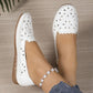 Mocassins rasos femininos com padrão floral, recortados e respiráveis