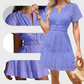 Vestido feminino com decote em V, manga curta e aberturas