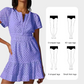Vestido feminino com decote em V, manga curta e aberturas