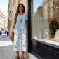 Casual set featuring a crew-neck sweater (multi-layered) and extra-wide-leg pants – comfortable, breathable, and versatile – perfect for everyday wear and travel