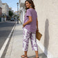Casual set featuring a crew-neck sweater (multi-layered) and extra-wide-leg pants – comfortable, breathable, and versatile – perfect for everyday wear and travel