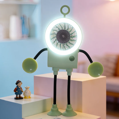 Ventilador de secretária robótico flexível com luz LED