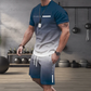Conjunto para homem composto por uma t-shirt com efeito degradê e calções