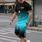 Conjunto para homem composto por uma t-shirt com efeito degradê e calções