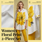 🎁Novidade 2026 com 50% DE DESCONTO💥Conjunto de duas peças com padrão floral para senhora | Top oversized elegante + calças cropped, pronto para as férias! 🌸✨