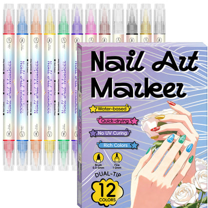 ✨ Canetas de nail art com duas pontas – Conjunto de canetas