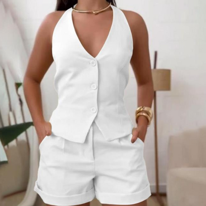 Conjunto de 2 peças: colete com alças e calções