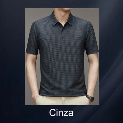 Camiseta de seda fresca para homem, ideal para o verão