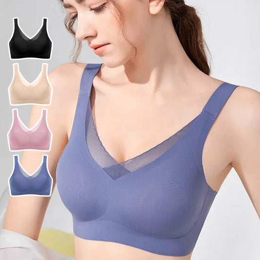 Sutiã sem costuras, elástico e sem aro, com almofadas de silicone