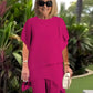 Conjunto encantador de blusa irregular e calça pantalona