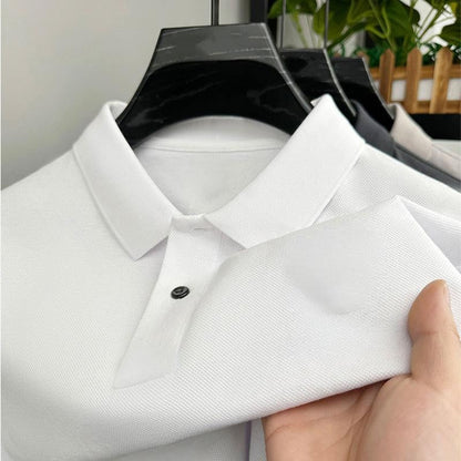 Camiseta casual de negócios de manga curta com lapela para homem