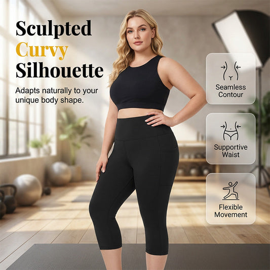 Leggings capri de cintura alta para mulheres de tamanhos grandes