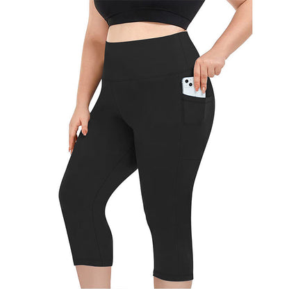 Leggings capri de cintura alta para mulheres de tamanhos grandes