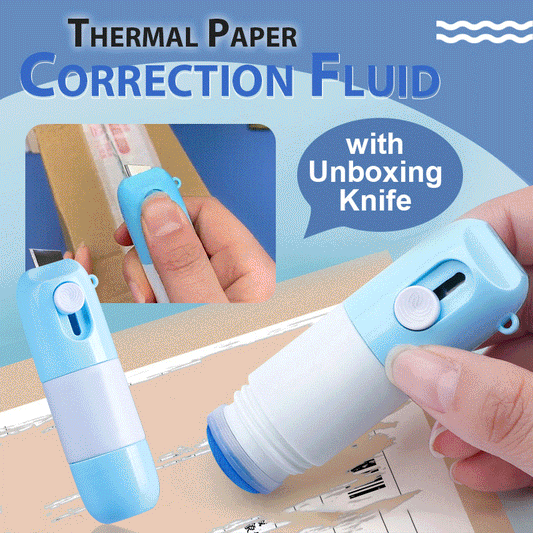 Fluido corretor para papel térmico com lâmina de corte