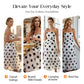 Vestido elegante sem alças, com bolinhas e camadas