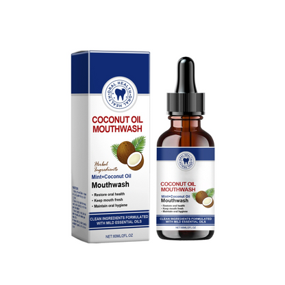 Enxaguante bucal concentrado natural com óleo de coco e menta