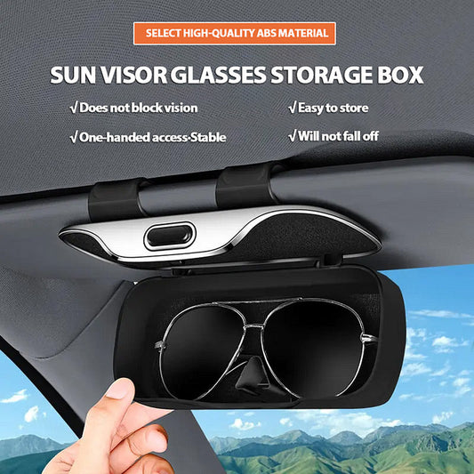 Caixa de armazenamento para óculos com pala de sol para automóvel (tudo incluído)