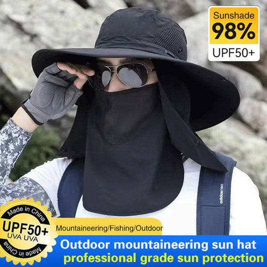 Chapéu de sol profissional para atividades ao ar livre 🛡️, com aba larga e proteção UPF 50+, design respirável, proteção contra o sol e insetos — a escolha ideal para caminhadas de verão