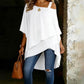 Blusa feminina casual de corte largo e assimétric