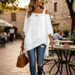 Blusa feminina casual de corte largo e assimétric
