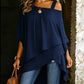 Blusa feminina casual de corte largo e assimétric