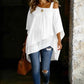 Blusa feminina casual de corte largo e assimétric