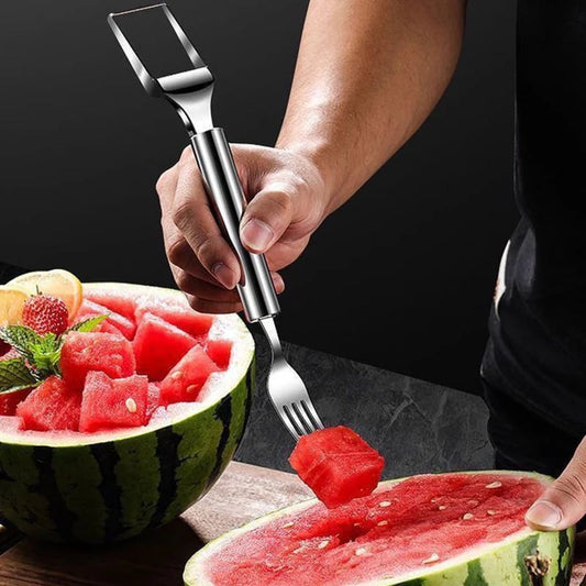 💥PROMOÇÃO: Compre 1 e ganhe 1 grátis🔥🍉 Preparação de fruta sem esforço✨ Cortador e garfo de fruta 2 em 1 – Para servir fruta de forma rápida e fácil!