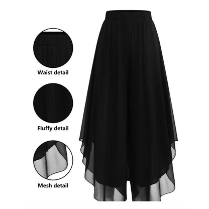 Calças de chiffon para senhora com perna larga – assimétricas e elegantes ✨ Para o dia a dia e as féria