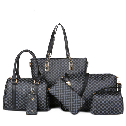 👜 Conjunto elegante de 6 bolsas para mãe e filho – Estampadas, versáteis: bolsa de ombro, bolsa a tiracolo e bolsa de mão para o dia a dia