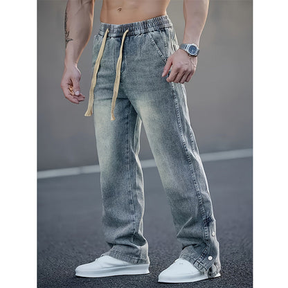 Men's All-Season Wide-Leg Drawstring Jeans
