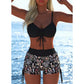 🩱🏖️ ÚLTIMO DIA COM 50% DE DESCONTO! Conjunto de biquíni para mulher – Top com cordão ajustável e calção boxer, tecido elástico, padrões coloridos, perfeito para a praia e para nadar ✨