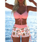 🩱🏖️ ÚLTIMO DIA COM 50% DE DESCONTO! Conjunto de biquíni para mulher – Top com cordão ajustável e calção boxer, tecido elástico, padrões coloridos, perfeito para a praia e para nadar ✨