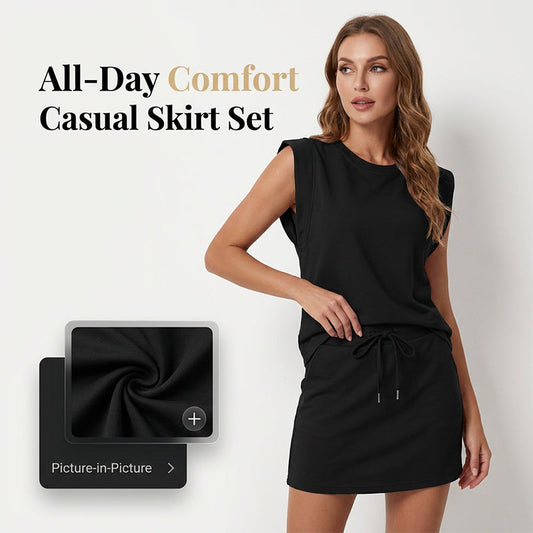 🌺🔥 50 % DE DESCONTO ⏰ Conjunto moderno para mulher – top sem mangas e saia com cordão ✨ leve, elegante e perfeito para o verão