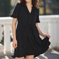 Vestido feminino com decote em V e babados em camadas