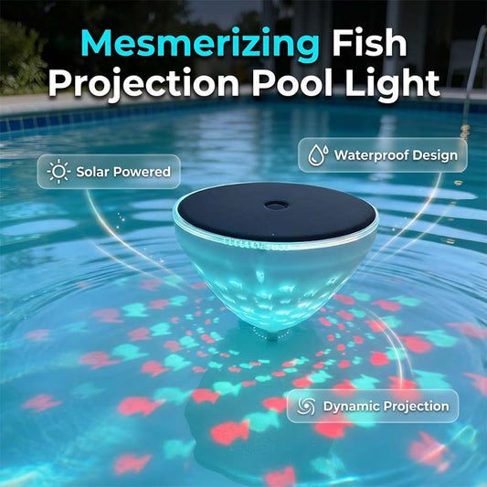 Luz solar flutuante para piscina com projeção de peixe